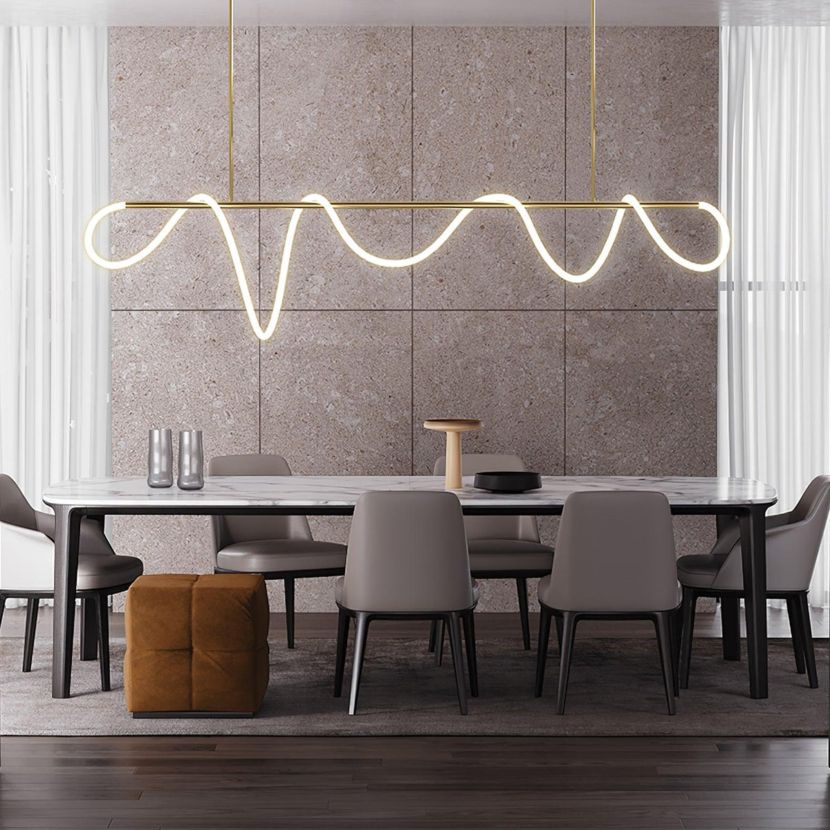 Flexible Linear Curve Chandelier – detail 3