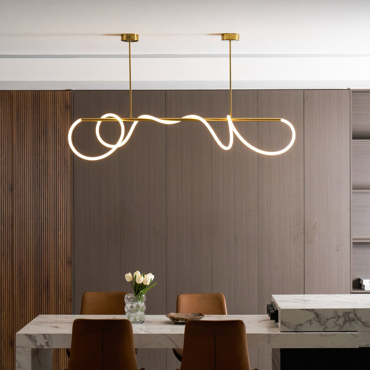 Flexible Linear Curve Chandelier - Vakkerlight
